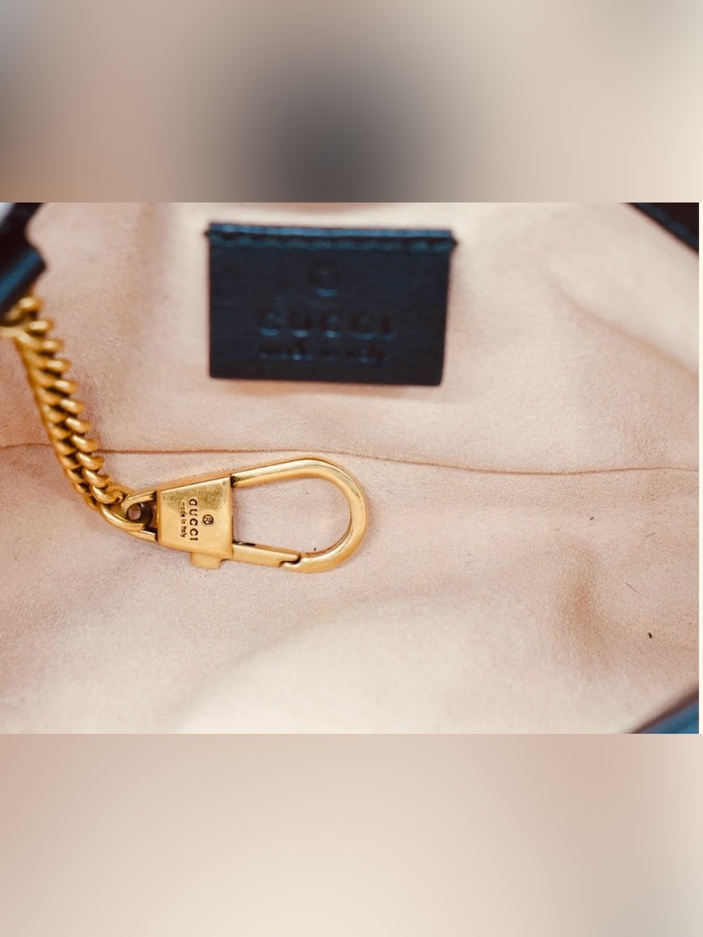 Gucci Black Chevron Quilted Leather Crossbody with Gold GG - Picture 4 of 5